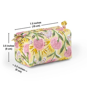 Handmade Vintage Cotton Eco-Friendly Floral Block Printed Zipper Closure Case <b>Set</b> of 3-Small Medium Large - Product Image 4