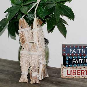 Decoración de peces de madera, decoraciones colgantes para pared, peces náuticos rústicos, tema de playa, decoración del hogar, escultura de peces - Product Image 5