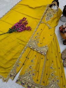 Nuevo Conjunto de Salwar Kameez y Dupatta de Diseñador para Fiesta, Reversible, Casual, para Todas las Temporadas, de Seda CHINON con Estampado Digital y Relieve - Product Image 6