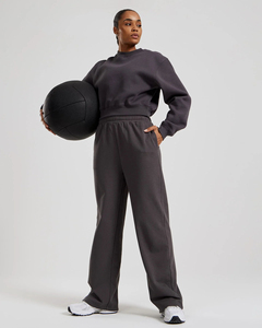 Pantalon de survêtement à jambes larges pour femmes vierges 100% coton avec taille élastique 100% coton matériel respirant Logo personnalisé - Product Image 6