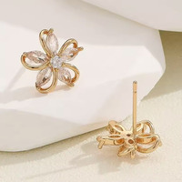 XXX-005 Anting Stud Bunga Cantik untuk Wanita, Anting Tindik Tulang Rawan, Anting Zirkon Warna Emas, Perhiasan Estetika Wanita, Hadiah