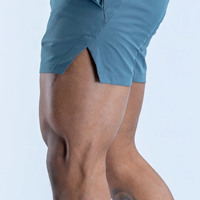 Shorts d'entraînement pour hommes en polyester gris ardoise, sans couture, avec logo personnalisé OEM en gros, taille élastique pour l'entraînement en salle de sport