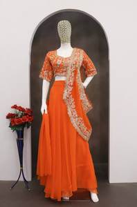 Conjunto de Lehenga Saree para Mujer con Blusa Bordada y Dupatta, Traje Étnico de Fiesta - Product Image 3