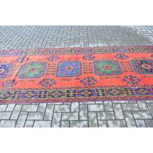 พรมขนาด 4.4x11.7 ฟุต, พรมวินเทจตุรกี, พรมสีแดงสไตล์ตะวันตกเฉียงใต้ - Product Image 3