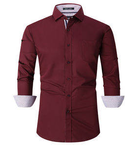Camisas de vestir para hombre, camisa de vestir de poliéster básica de alta calidad de diseñador para hombre, ropa de trabajo, manga larga de negocios, estampado de botones para hombre - Product Image 6