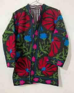 Chaqueta Suzani de Algodón Bordada a Mano India para Mujer, Abrigo Informal de Verano, Cárdigan con Decoración de Botones y Estampado - Product Image 1
