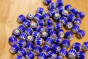 Auténtico Vintage azul veneciano 4-8mm cuentas de cristal de Murano raro patrón de Chevron de grosella espinosa para hacer joyas DIY cristal - Product Image 3