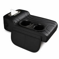 Boîte de rangement universelle de luxe en cuir pour accoudoir de voiture avec porte-gobelet et support de téléphone