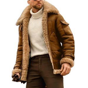Fur Faux Leather Men Jacket Thickened Plush Lining Winter Men Jackets Vintage Lapel Furry Coldproof Keep Warm Winter Coat - Product Image 1