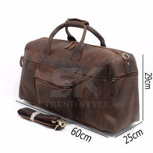 Sac de voyage en cuir tendance avec fermetures éclair robustes Sac de voyage en cuir parfait pour les voyages en voiture et en avion - Product Image 2