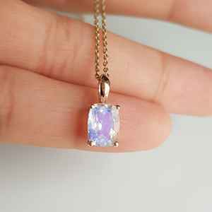 จี้เพชรพลอยแซฟไฟร์ทรงคุชชั่นทองคำแท้ 14k น้ำหนัก 1.3 กะรัต ของขวัญวันครบรอบสำหรับผู้หญิง พลอยประจำเดือนมิถุนายน สร้อยคอพลอย OEM - Product Image 6