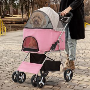 TH-PPS-395 Luxury Four Wheel Pet Stroller with Waterproof <b>Canopy</b> Smooth Wheels and Cup Holder - Product Image 3