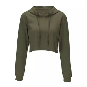 Venta al por mayor de alta calidad recortada superior Sudadera con capucha de moda al aire libre con estilo de manga completa de longitud Crop Top Mujeres Sudadera con capucha personalizada - Product Image 1
