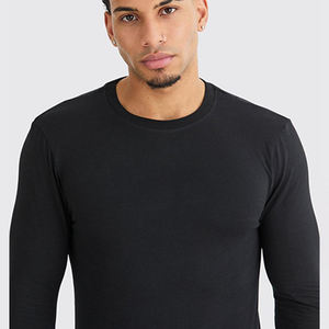 Chemises à manches longues coupe ajustée pour hommes coupe ajustée coupe ajustée vêtements de course entraînement couleur unie prix de gros nouveauté - Product Image 3