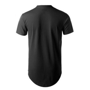 Short Sleeve O-<b>Neck</b> <b>High</b> Quality Fashion Hip Hop Streetwear <b>T</b>-<b>Shirts</b> Curved Hem Custom Side Zipper Canvas Fabric Breathable Men - Product Image 5