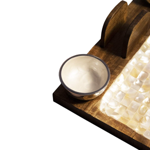 Classic Style <b>Mother</b> of Pearl Wood Tray Handmade Eco-Friendly Serving Tray Platter Food Table Decor Diwali <b>Gift</b> From Vietnam - Product Image 5