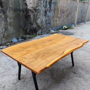 Table à manger en bois massif d'acacia de qualité supérieure Base en métal Design moderne durable écologique pour 6 meubles de salle à manger d'hôtel - Product Image 4