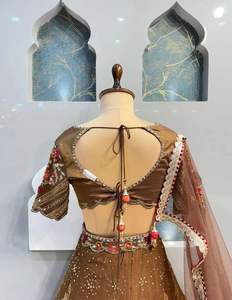 Premium Quality Women's LEHENGA CHOLI Most Popular Jimmy Chu Embroidery Sequins Work with Cancan & Canvas Patta Floral Pattern - Product Image 4