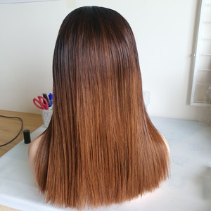 100% cheveux humains vietnamiens pour les faisceaux Ombre avec fermeture à lacet HD transparente perruques droites - Product Image 2