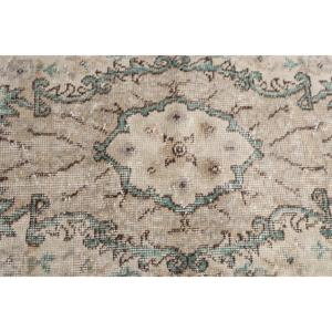 Alfombra Turca de 4.1x7.7 pies, Alfombra Vintage, Alfombra de Lana con Diseño de Plantas y Árboles en Gris Azulado - Product Image 5