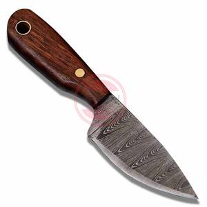 Cuchillos para acampar al aire libre de acero de Damasco hechos a mano, cuchillo despellejado de espiga completa con mango de madera - Product Image 3