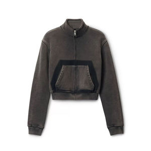 Survêtement personnalisé vintage délavé et déchiré, pantalon à capuche zippé, coupe courte, haute qualité, poids lourd, 100% coton, antibactérien, 2 en 1 - Product Image 4