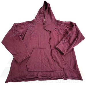 Sweat à capuche oversize pour femme, hiver, coupe décontractée, avec broderie florale écologique de qualité supérieure, poche kangourou et logo frontal - Product Image 2