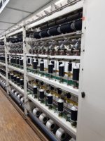 Machine à enduire à grande vitesse Menegatto M2000 avec 160 broches, puissance 15/25 kW, pour enduire le Lycra/Nylon/Coton