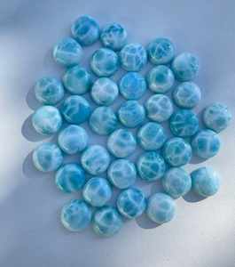 Piedras Preciosas de Larimar Natural en Cabujón, Piedras Preciosas Sueltas de Larimar, Calidad Superior, Formas Redondas, Tamaños Variados, Perforación Libre, Anillos, Larimar Pulido - Product Image 2