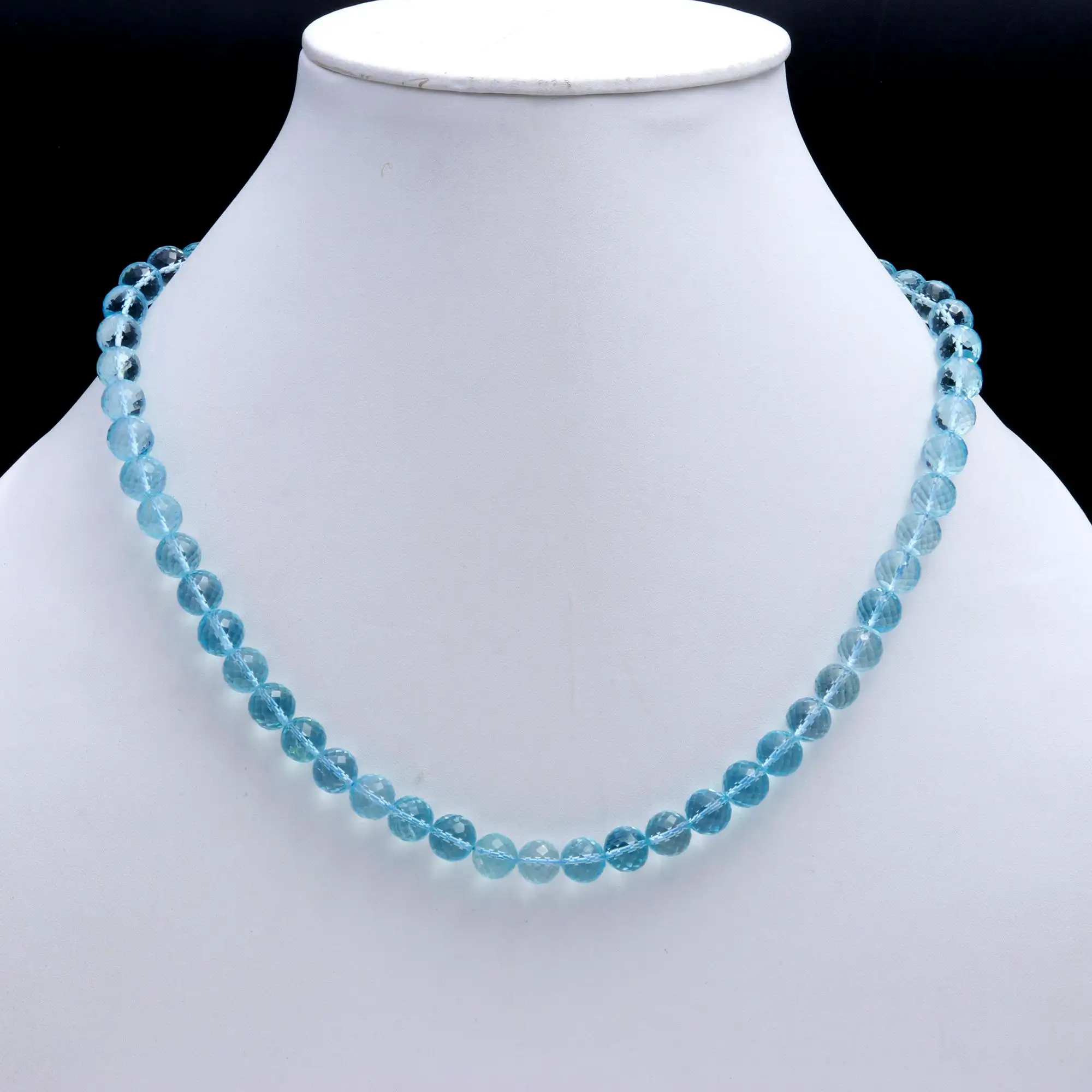 AAA + Alta Qualidade Natural Swiss Blue Topázio Colar Em Prata Esterlina Precioso Azul Gemstone Beads Para Jóias Para Noivas Presente