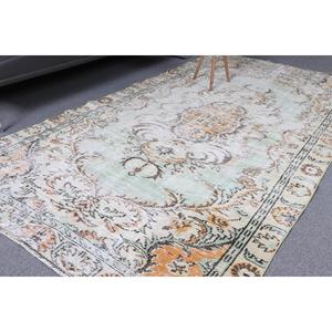 พรมตุรกีวินเทจ ขนาด 5.1x9.5 ฟุต พรมขนสัตว์สีเขียวลายปะติด - Product Image 1