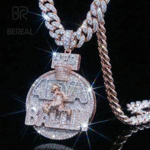 Colgante de cadena 3D con letra de lujo estilo Hip Hop Iced Out, con diamante de moissanita VVS de corte redondo que pasa la prueba del diamante, para hombre, joyería - Product Image 1