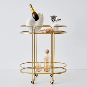 Chariot de service de luxe en métal à 3 niveaux avec plateaux en métal pour un service de boissons sophistiqué et un style intérieur moderne - Product Image 5