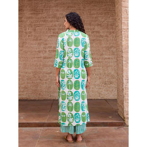 Amora Long Kurta-Elegant Chiffon Maxi <b>Dress</b> for Women Floral & Solid Patterns High Quality <b>Viscose</b> Casual to Formal Day Wear - Product Image 3