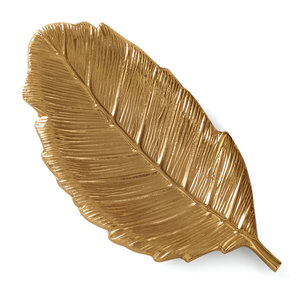 Dernier design Plateau décoratif en métal plaqué or en forme de feuille Hôtel Mariage Restaurant Maison Carton standard Emballage classique - Product Image 5