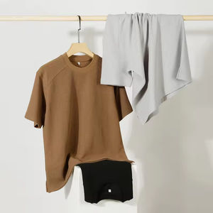 New Summer Printed Plus Size Blank Front Casual Cotton Mens T <b>Shirts</b> 220gsm Short Sleeve Drop Shoulder <b>Waffle</b> Quick Dry - Product Image 6