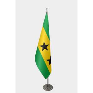 Drapeau officiel d'interieur de Sao Tomé-et-Principe, drapeau mondial personnalisé, impression numérique, fanion en soie, mât en aluminium pour affichage - Product Image 1