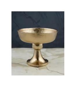 Cuenco redondo de Metal blanco y dorado de mejor diseñador de productos con soporte de flores doradas de diseñador, decoración para eventos de fiesta, cuenco para servir - Product Image 1