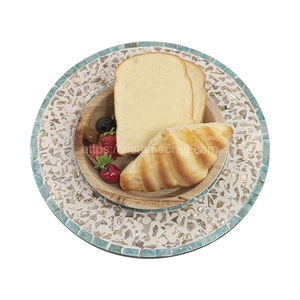 Best Selling <b>Round</b> Shape Set of 6 Aqua Mother of Pearl Charger Plates for Dinner Party Wholesale Vietnamese Handicraft - Product Image 2