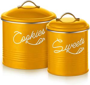 กระป๋องเก็บของในบ้านแนววินเทจ,กระป๋องเก็บโลหะสำหรับห้องครัวบ้านไร่ชากาแฟคุกกี้ - Product Image 5