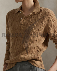 Pull décontracté d'hiver pour femme, de très haute qualité, à boutons sur le devant, col personnalisé, 100% laine, anti-boulochage, respirant - Product Image 6