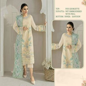 Ropa de boda y fiesta para mujeres, hermoso tendencias, imitación de Georgette, bordado, trabajo Multicolor, Salwar Kameez - Product Image 4