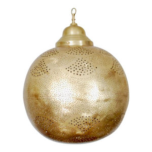 Lanterne suspendue marocaine en métal doré faite à la main, style arabe, luminaire suspendu en verre rouge, décoration intérieure, lampe de plafond - Product Image 4