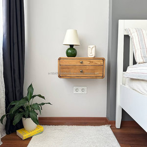 Table de chevet flottante moderne indienne faite à la main écologique avec tiroirs de rangement murale pour chambre salon décor à la maison - Product Image 1