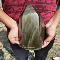 Grosir emas alami Obsidian batu akik dipoles menara Freeform ornamen bunga tema dekorasi rumah kerajinan kristal dipoles