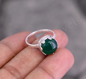 2025, superventas, nuevo Anillo de piedras preciosas, Plata de Ley 925, redondo, 10mm, joyería de plata de ónix verde, anillo de dedo, último diseño para mujer - Product Image 6