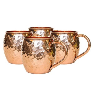 Top Quality Copper Mugs Moscow Mule <b>Coffee</b> hammered set of 4 Wine Cup Copper Cocktail Glass Cup Glass With Handle Mugs - Product Image 2