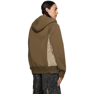 Jersey personalizado de lujo con paneles de mezcla de algodón y Sudadera con capucha de sarga de nailon bolsillo utilitario bidireccional hombres media cremallera Sudadera con capucha unisex - Product Image 3