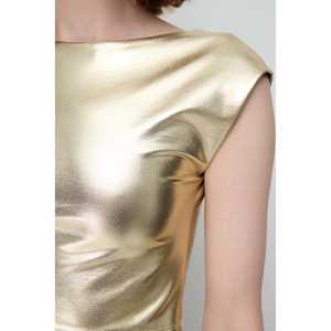 Blusa Casual Brillante sin Espalda con Cuello Redondo y Manga Corta, 100% Poliéster - Product Image 4