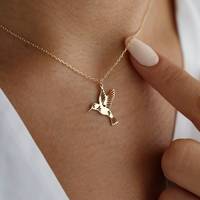 Collier en argent sterling 925 plaqué or 18 carats, motif Mockingjay des Jeux de la Faim, avec chaîne à maillons et pendentif oiseau mignon, cadeau